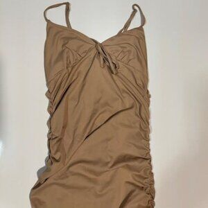 Forever 21 Tan Midi Scrunch Dress